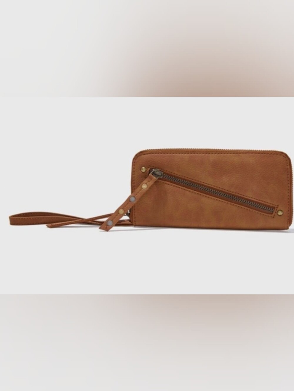 FREE PEOPLE - Brown Tan Distressed Vegan Wallet Wristlet - MSRP $58